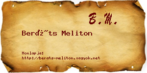 Beráts Meliton névjegykártya